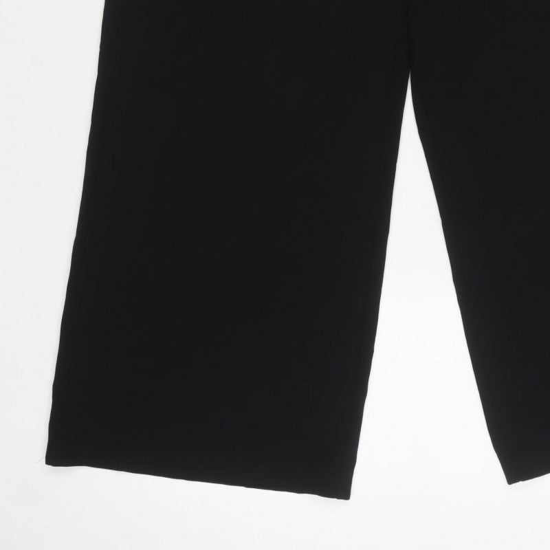Marks and Spencer Women Black UK 14 Short Wide-Leg Trousers