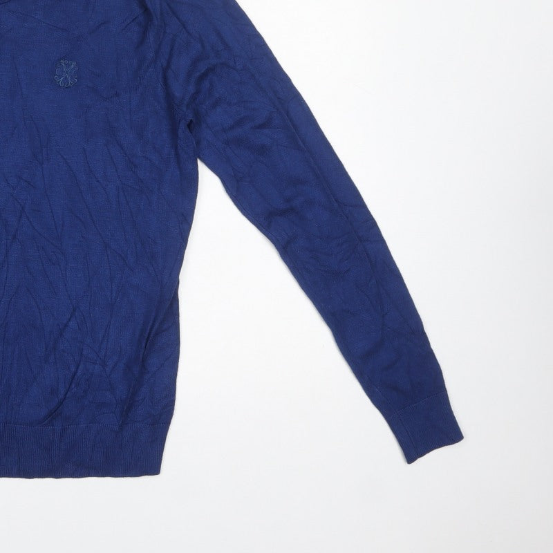 Christian Lacroix Men’s Blue M Crew Neck Logo Knit Pullover Jumper