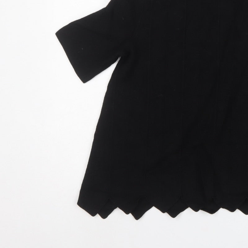 COS Women's Black M Wool Short Sleeve Tunic Pullover Jumper