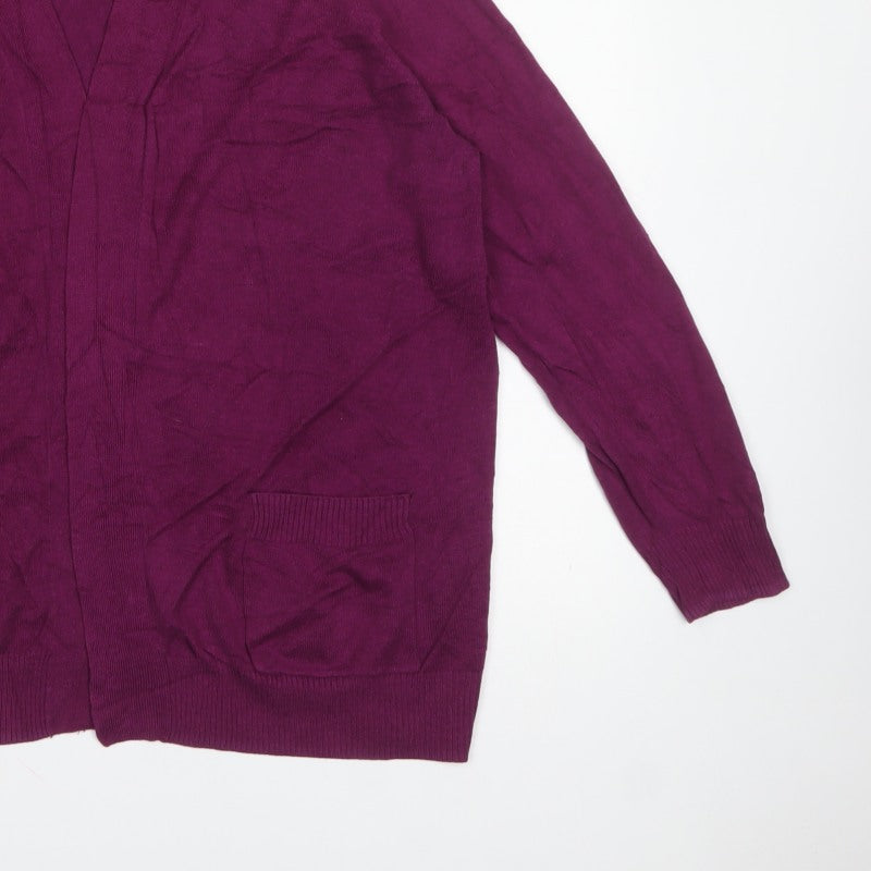 M&Co Women’s Purple Size 24 Open Cardigan V-Neck Knit Pockets