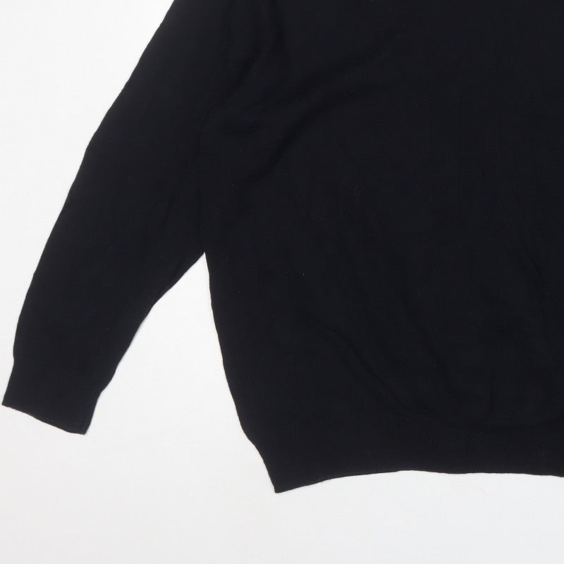 Jeff Banks London Men’s Black Cashmere Silk V-Neck Pullover 3XL