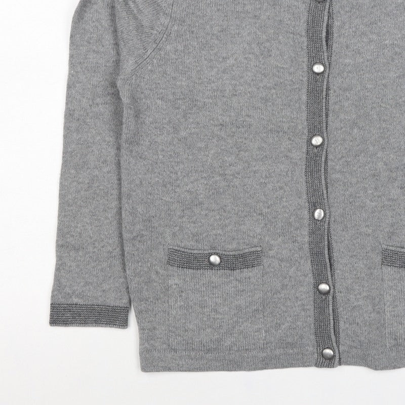 M&S Women’s Grey UK 14 Classic Wool Blend Button Cardigan