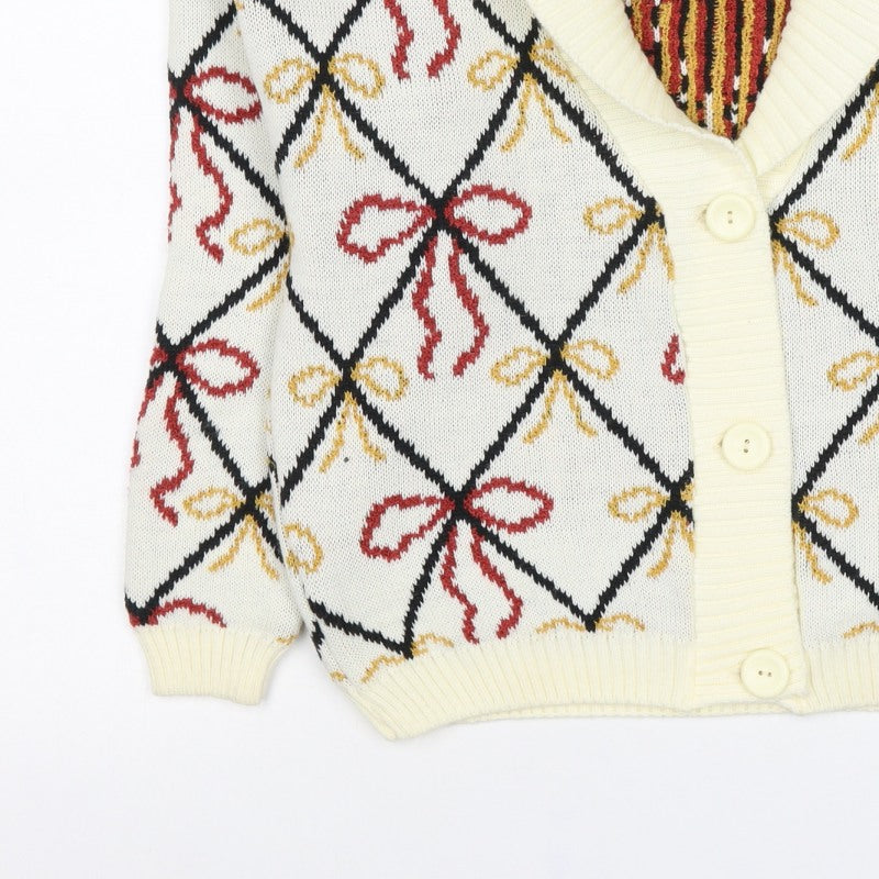 Separate Choice Women’s Ivory Geometric Knit Cardigan Size 12