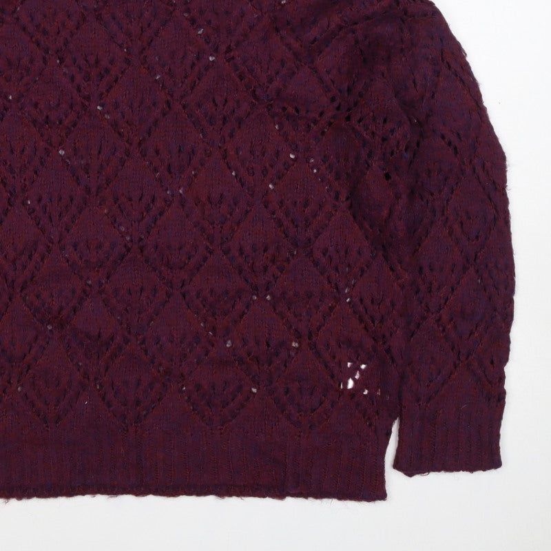 Molly Bracken Women Red L Cable Knit Roll Neck Jumper