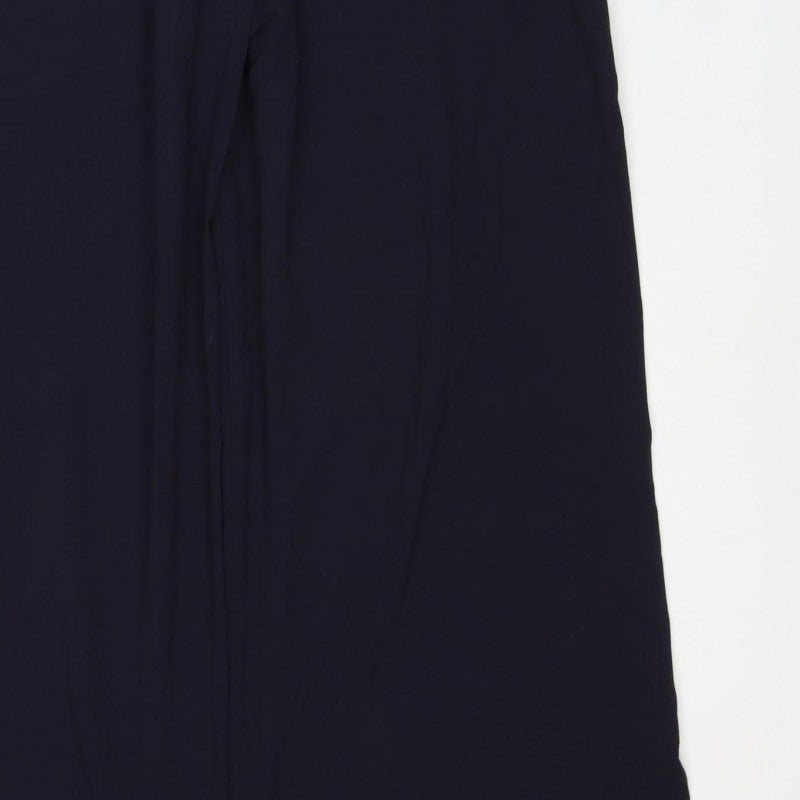 Next Women Black Pink Trim Wide Leg Belted Jumpsuit UK 12