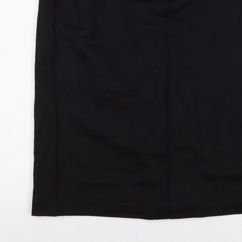 M&S Women's Black UK 18 Knee Length Pencil Work Skirt Pockets