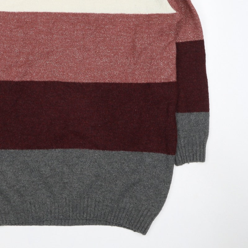 H&M Women’s Multicoloured Size 14 Glitter Colour Block Knit Jumper
