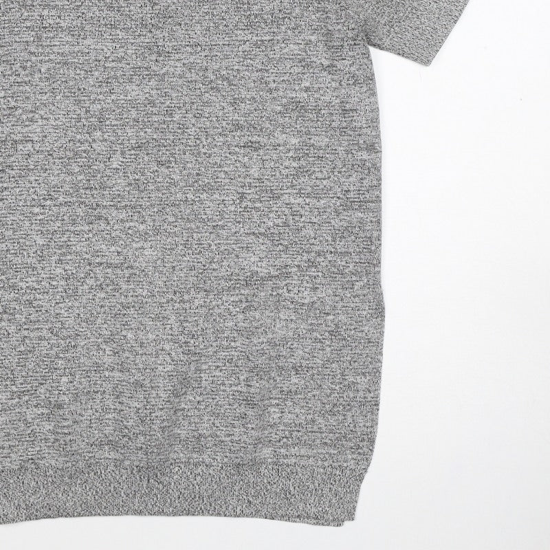 Topshop Women Grey Marl Knit Tunic T-Shirt UK 10 Short Sleeve