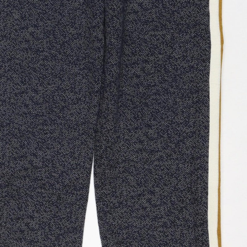 Marks and Spencer Women Blue UK 12 Herringbone Side Stripe Track Pants