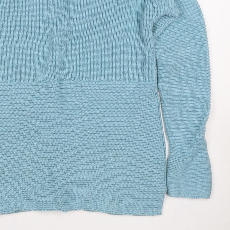 White Stuff Women Blue Merino Wool UK 10 Scoop Neck Knit Jumper