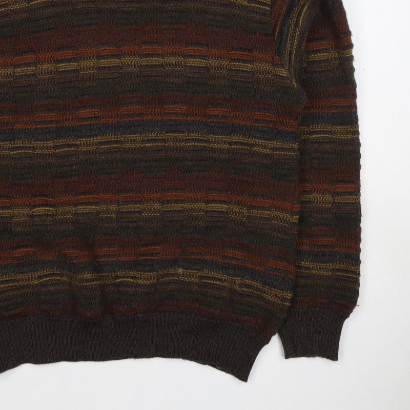 Robert Banks Men's Multicoloured Striped Ramie Cotton Pullover Jumper S