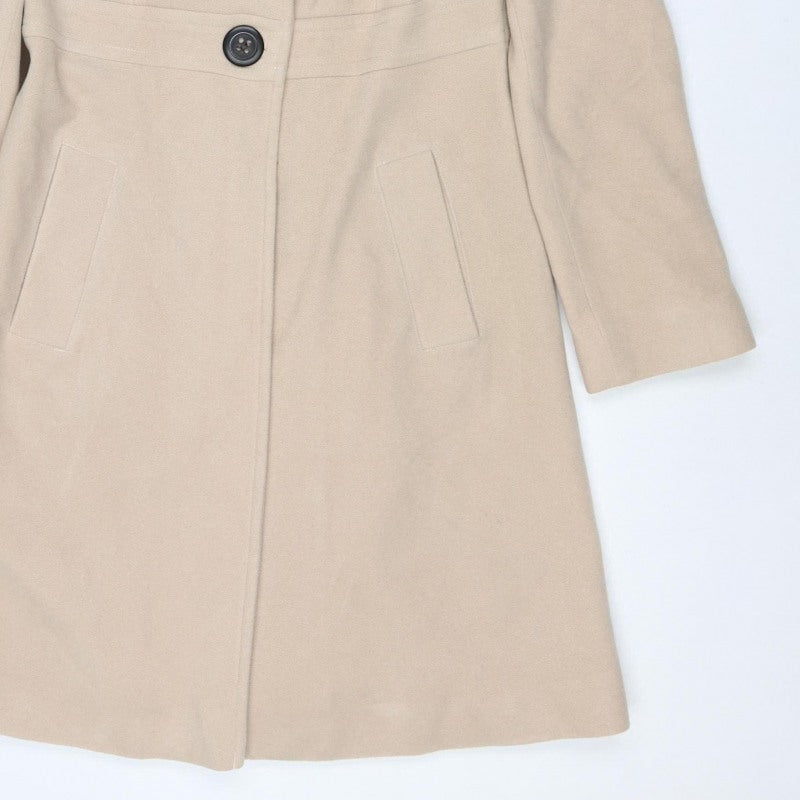 Next Women’s Beige Wool Blend Long Overcoat Size 10 Buttoned