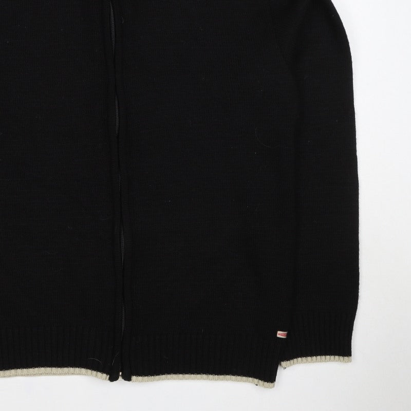 Urban Stone Men’s Black L Full Zip Wool Blend High Neck Jumper