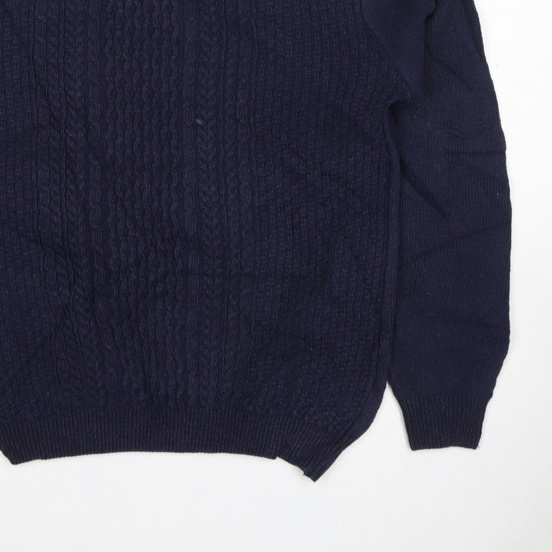 Topman Men’s Blue S Cable Knit Crew Neck Pullover Jumper
