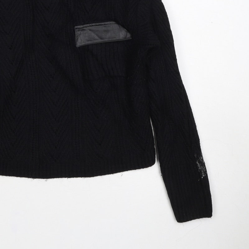 River Island Women Black XS Cable Knit Roll Neck Jumper