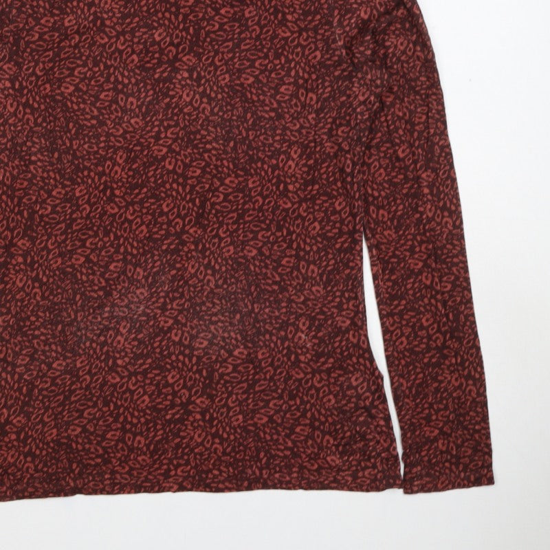 Ted Baker Women’s Red Leopard Print High Neck Stretch Top UK 10