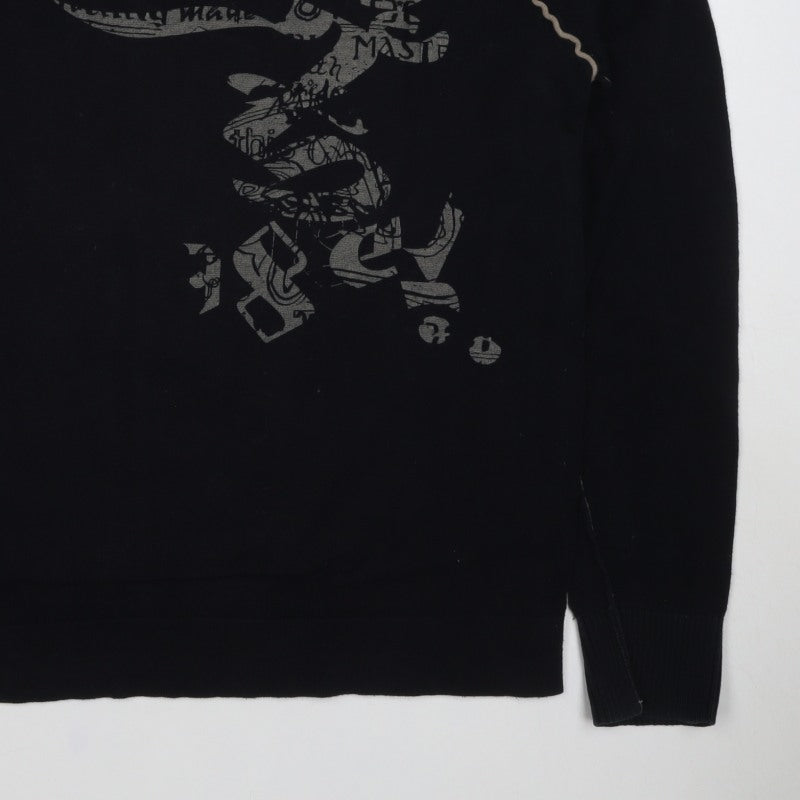 Diesel Men’s Black L Graphic Print Cotton Crew Neck Pullover Jumper