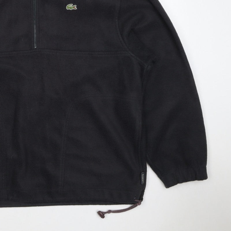 Lacoste Men Black L Fleece 1/4 Zip High Neck Logo Sweatshirt