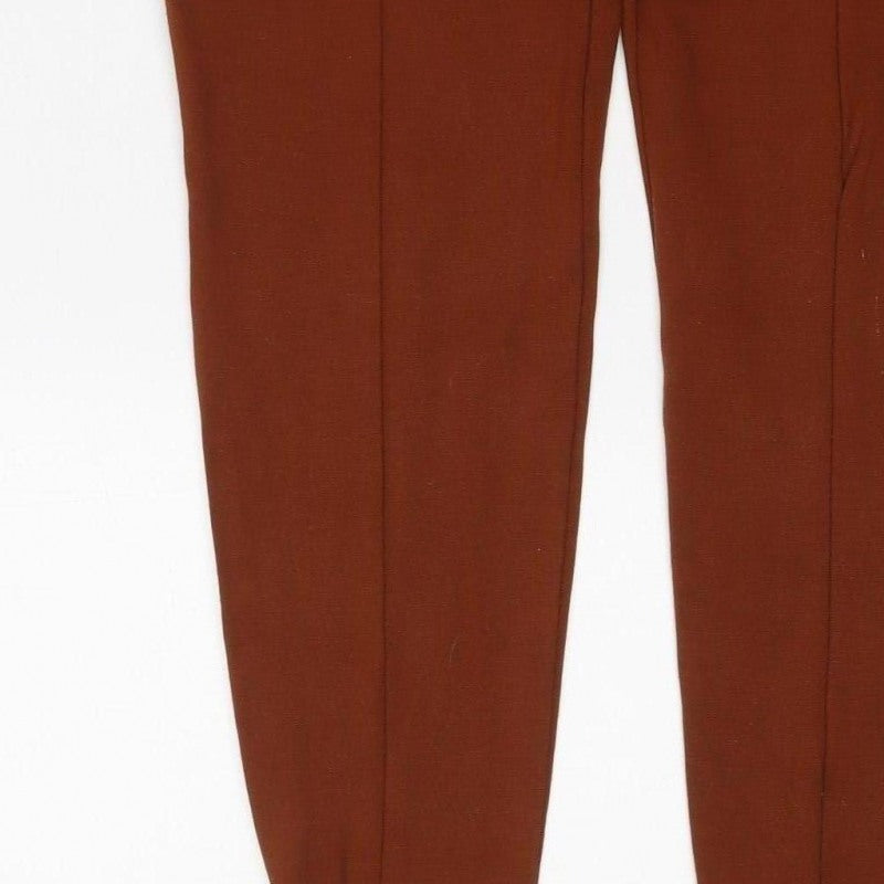 Marks & Spencer Women's Brown UK 12 Short Skinny Zip Pocket Trousers
