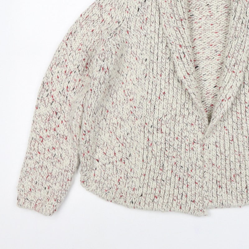 M&S Indigo Women’s Ivory Fleck Chunky Knit Open Cardigan UK 12