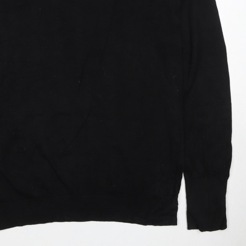 COS Women Black M 1/4 Zip Mock Neck Cotton Jumper