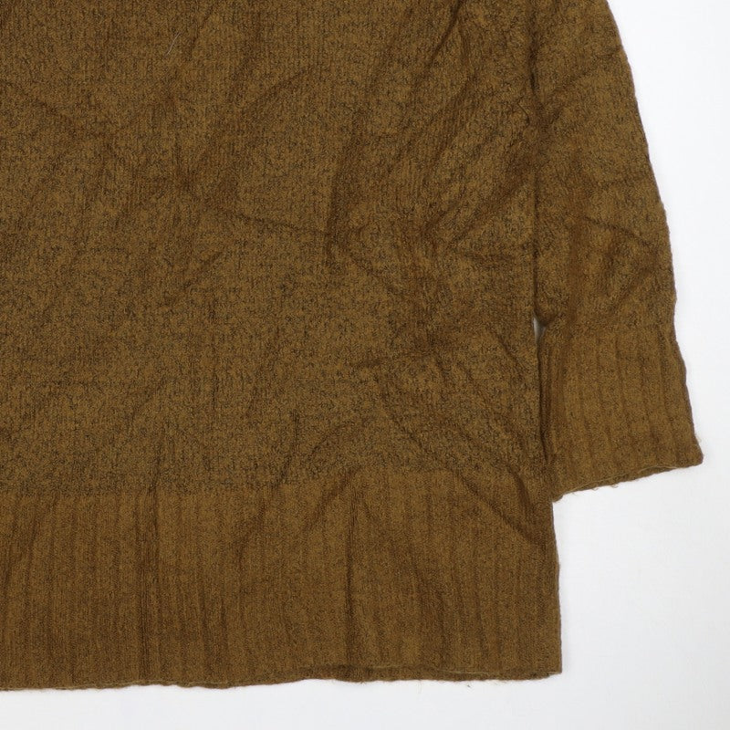 Zara Women Brown M Knit Pullover Crew Neck Long Sleeve Jumper