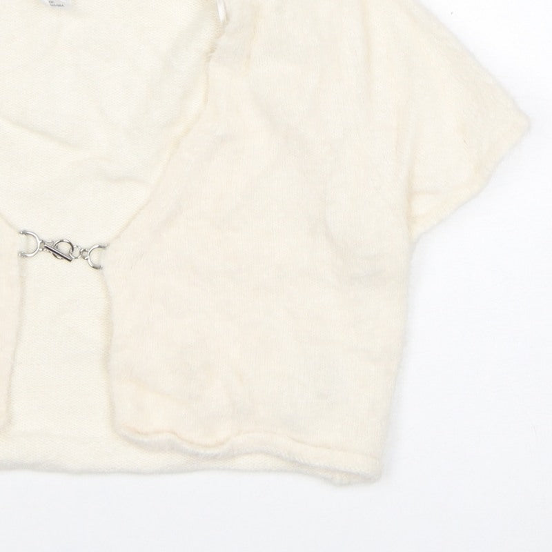 H&M Divided Women Ivory Size 8 Short Sleeve Knit Shrug Cardigan