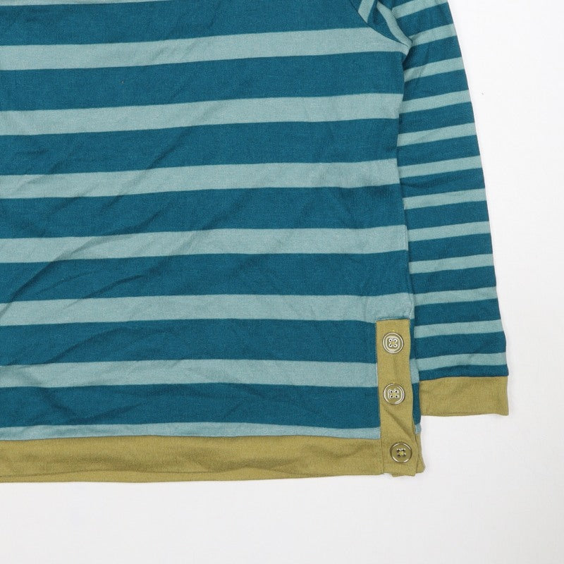 ISLE Women’s Blue Striped Button Detail Knit Jumper UK 10