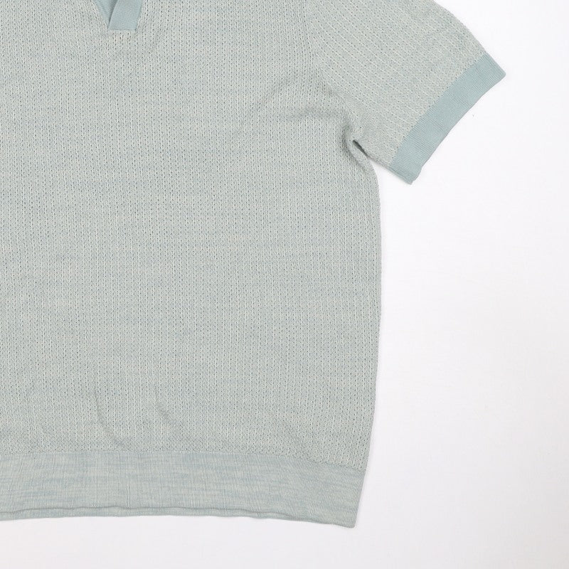 Autograph Men’s Blue L Mercerised Cotton Knit Short Sleeve Polo