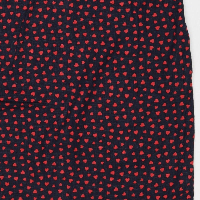 Next Women Blue Red Heart Print Shift Dress UK 14 Knee Length Lace