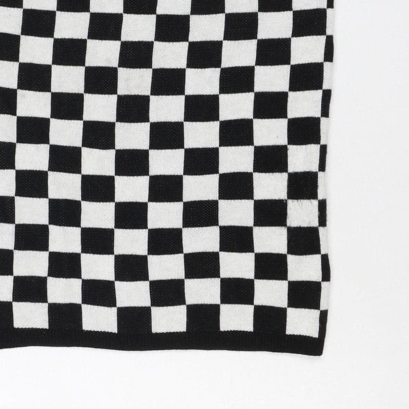 ASOS Women Black White Check Knit Mini Pencil Skirt UK 8