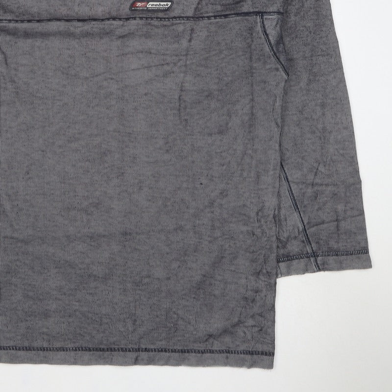 Reebok Men’s Grey Striped Logo V-Neck Pullover Jumper M