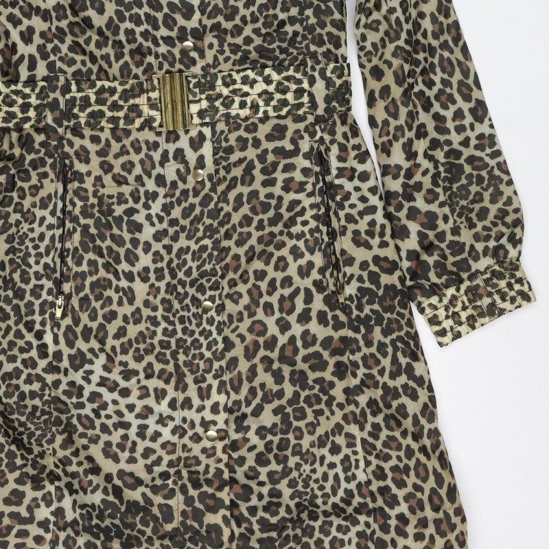 Black Rivet Women’s Leopard Print Belted Trench Jacket Size S