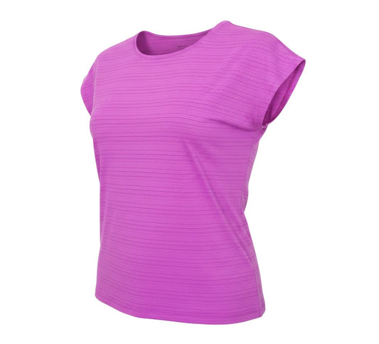 Additional view of Dunnes women’s purple short sleeve activewear top, size UK 8