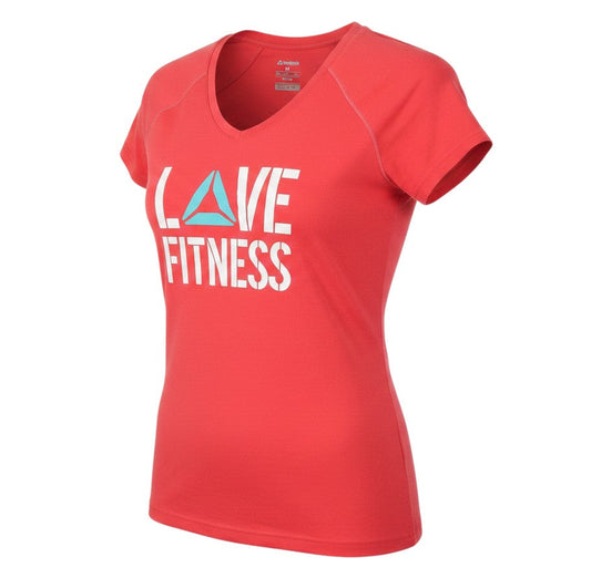 Reebok Womens Red Polyester Basic T-Shirt Size M Round Neck