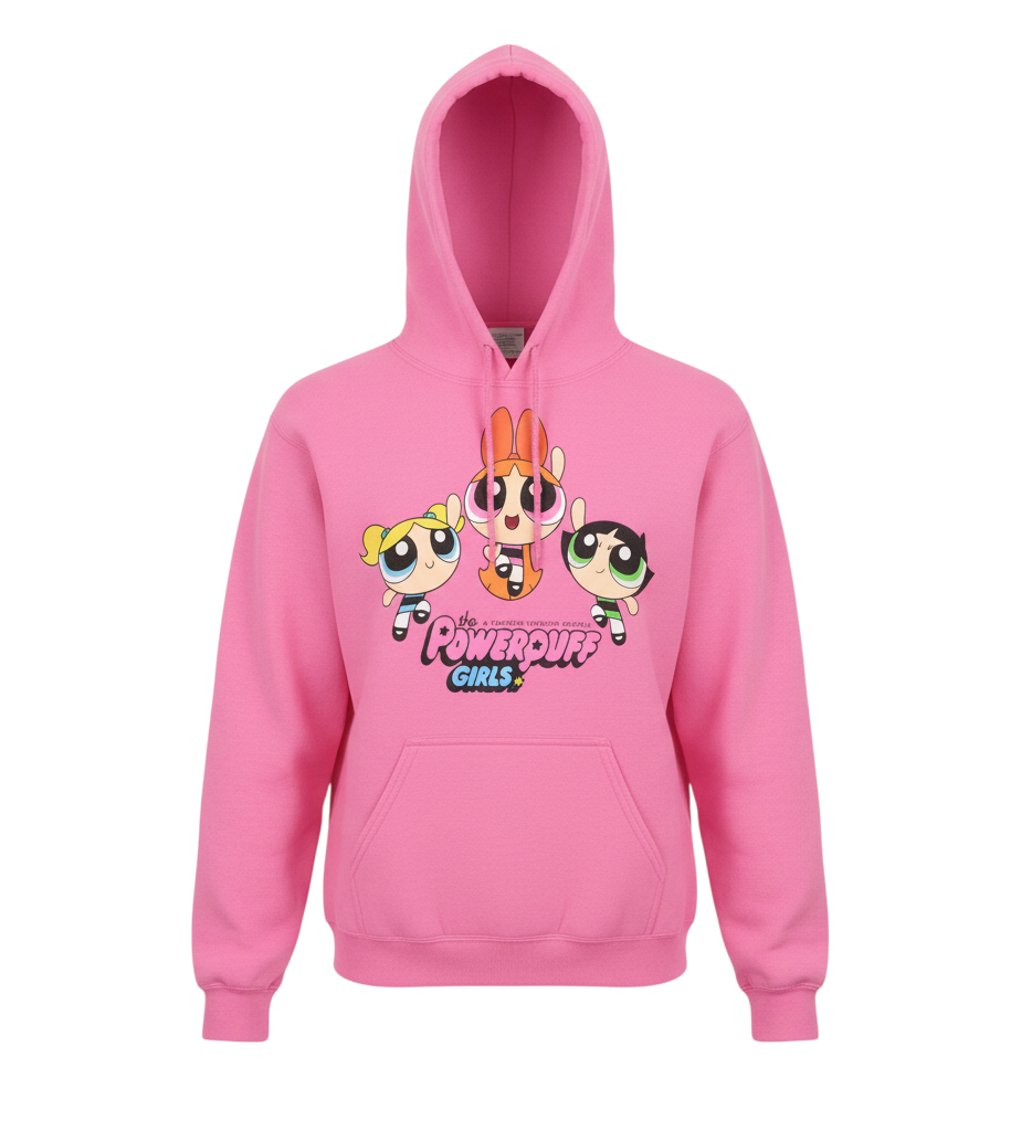 Cartoon Network Powerpuff Girls Pink Hoodie Womens Small Pullover Cotton Mix