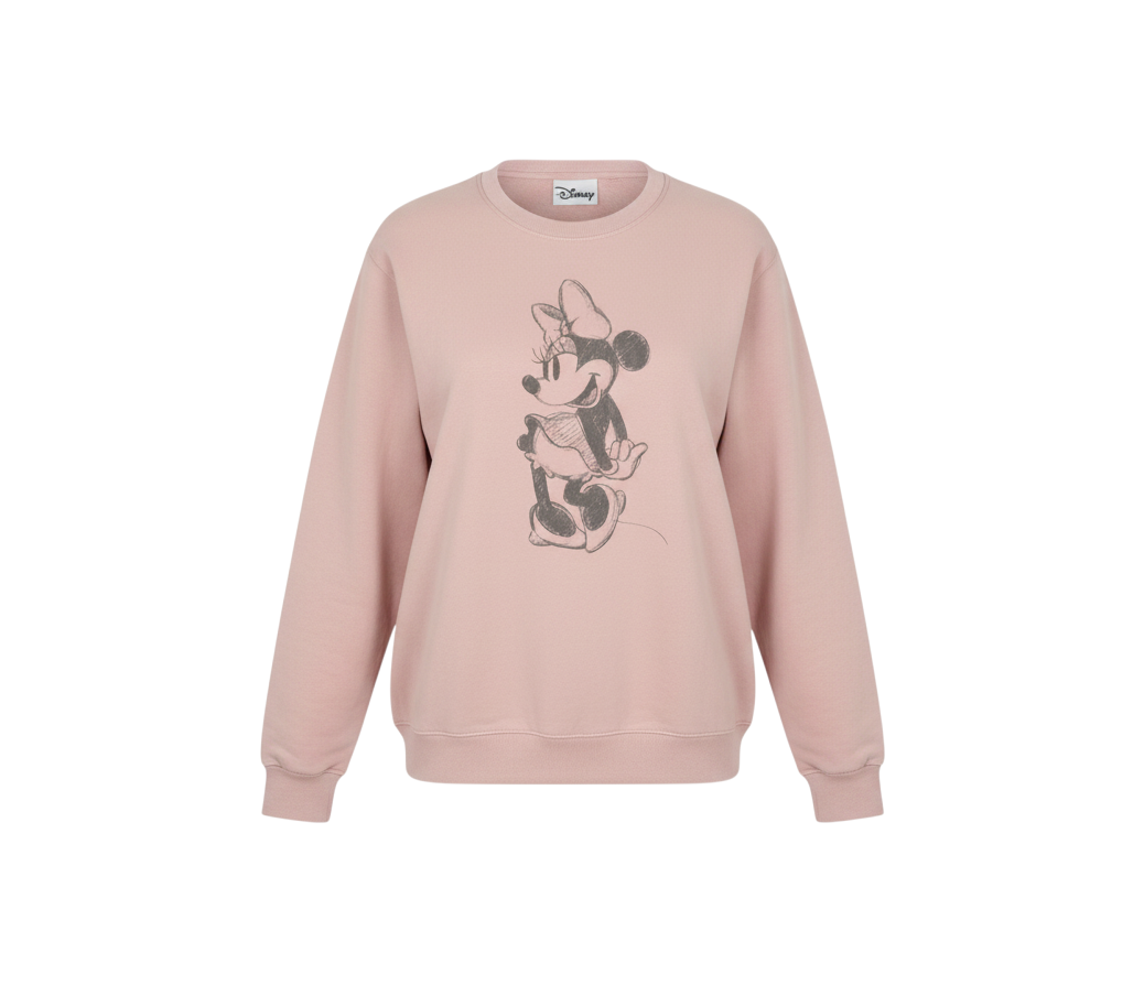 Disney Women Pink Minnie Mouse Graphic Pullover Sweatshirt Size 10 M
