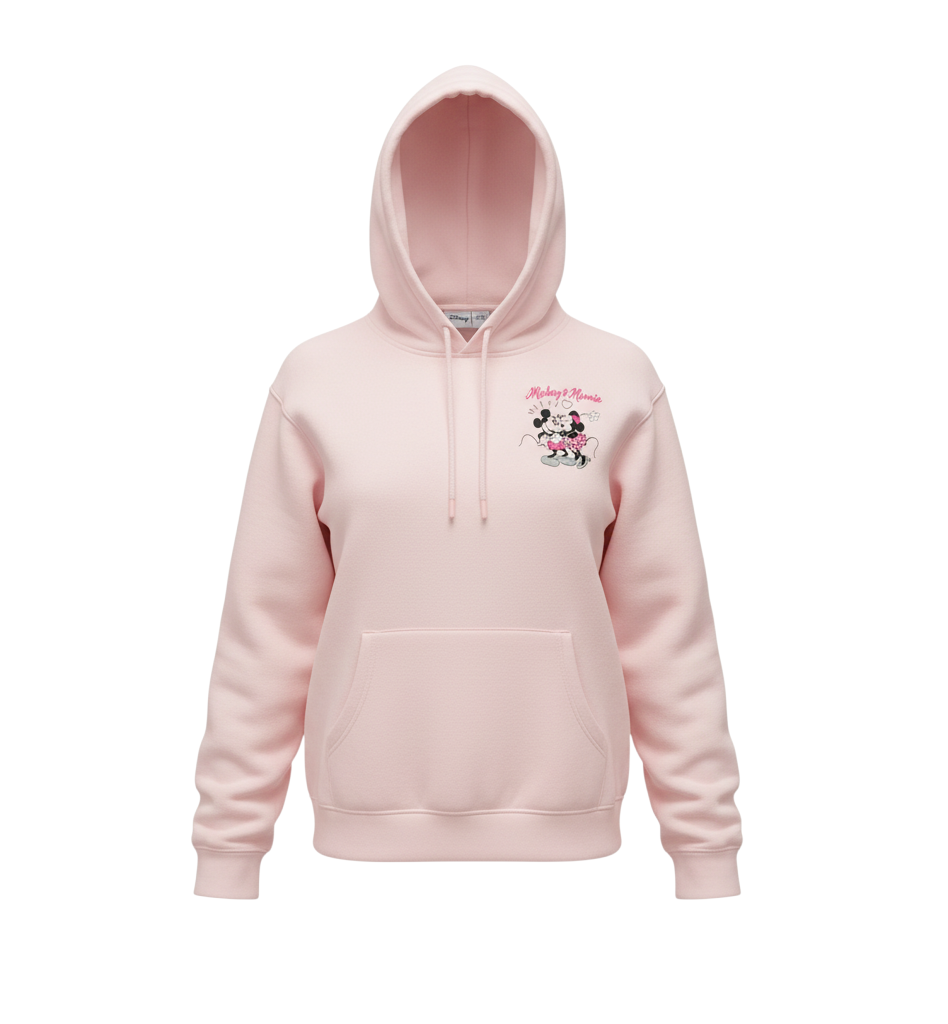 Disney Women Pink Minnie Mouse Pullover Hoodie Size M 10-12