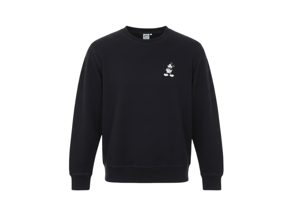 Uniqlo Disney Mickey Mouse Black Sweatshirt Women M Crew Neck Cotton