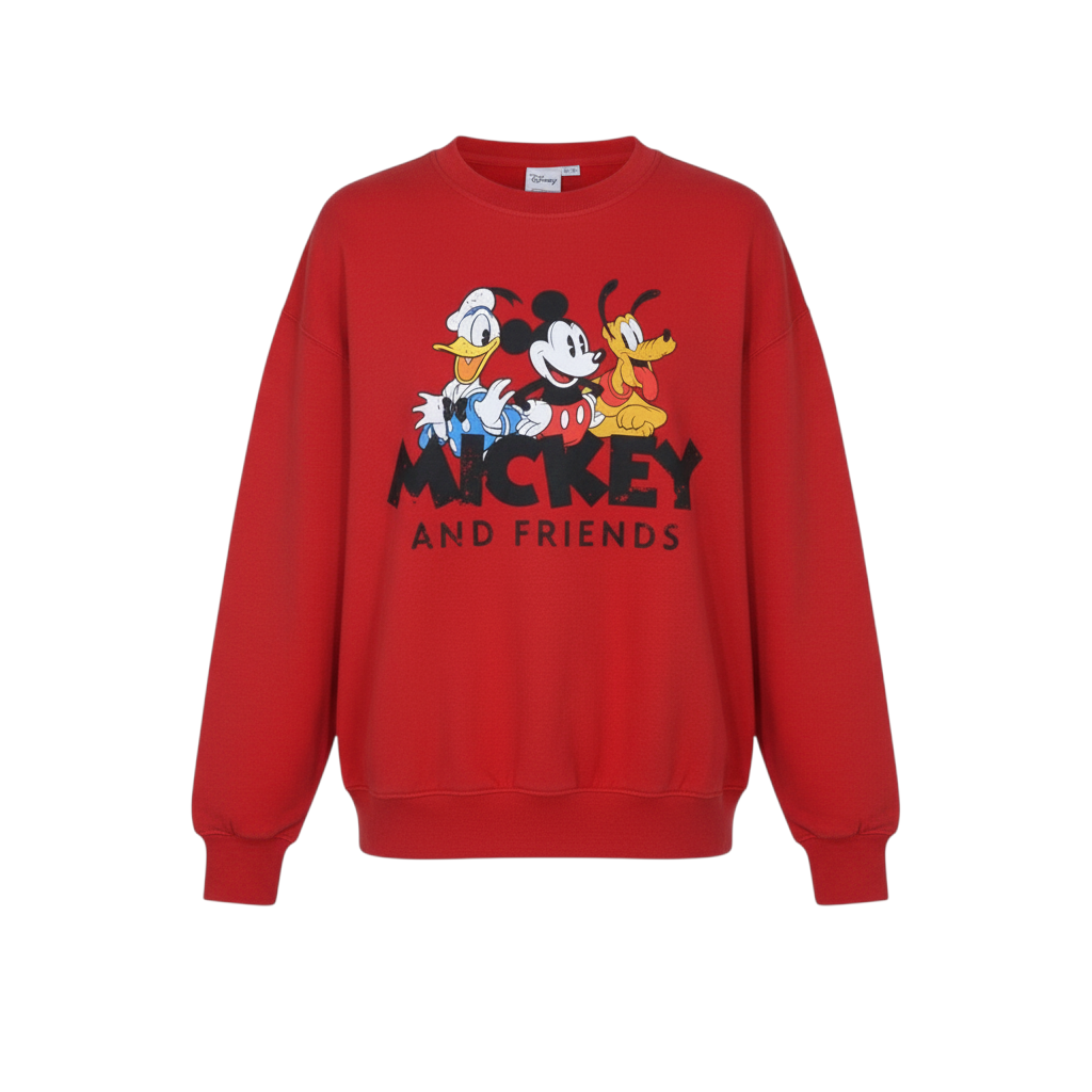 Disney Women Red Mickey and Friends Sweatshirt XL Pullover