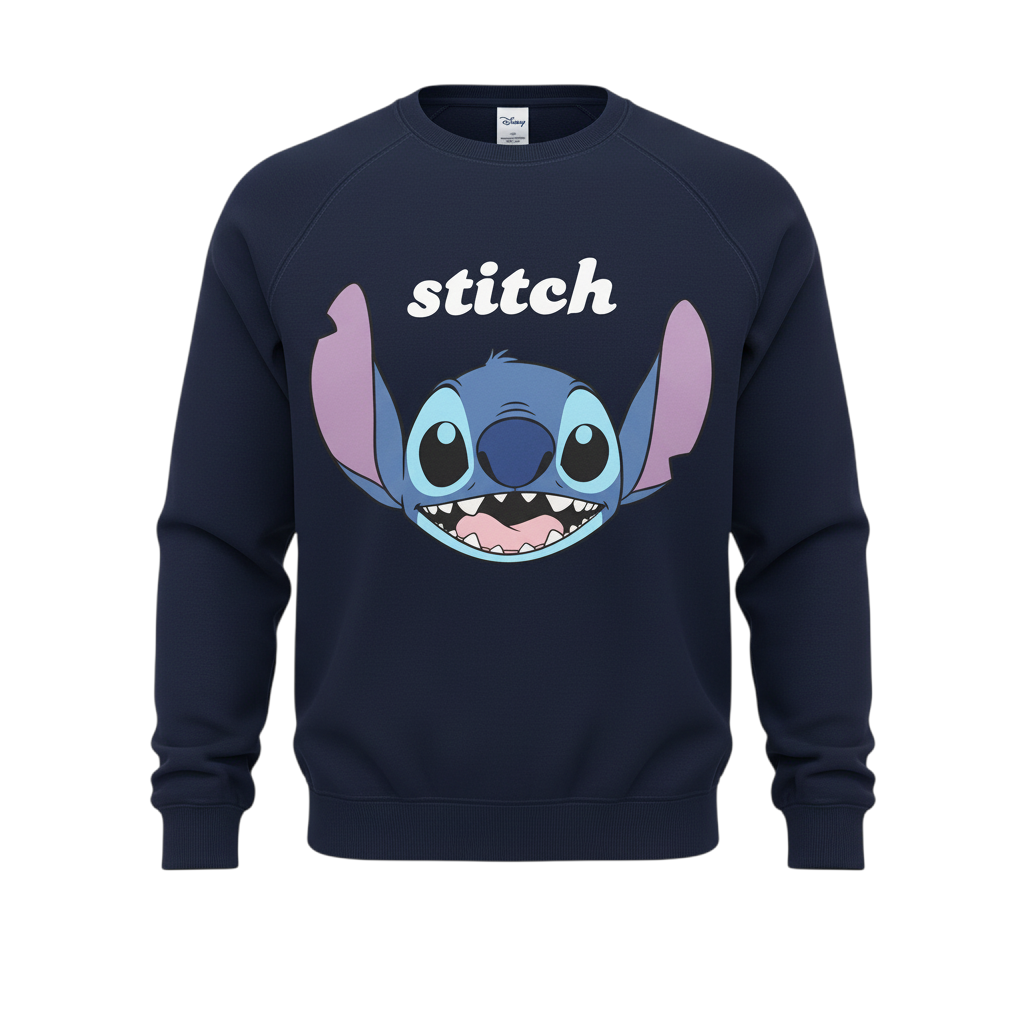 Disney Womens Navy Blue Stitch Sweatshirt Size 18/20 Pullover