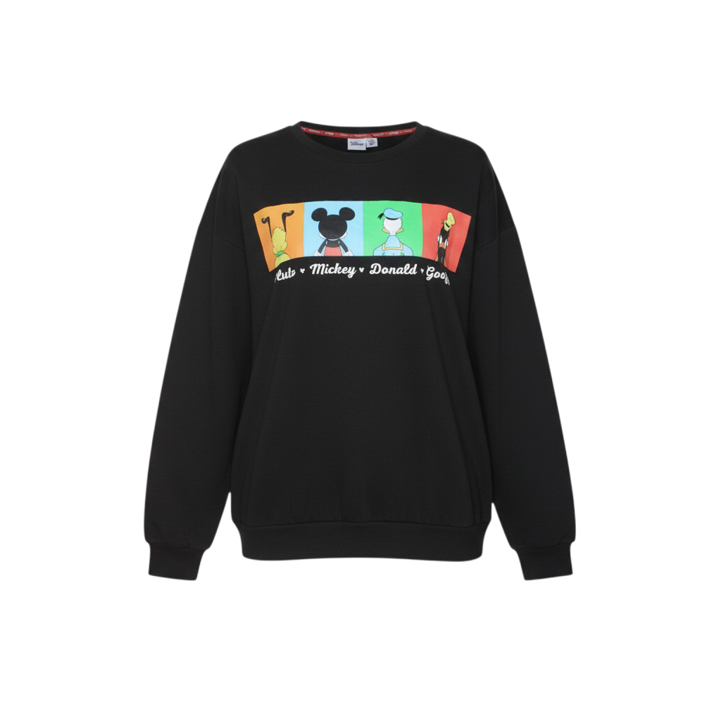 Disney Women Black XL Sweatshirt Pluto Mickey Donald Goofy Graphic Pullover