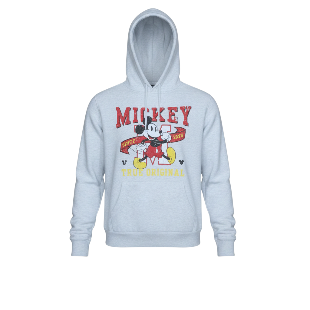 Disney Women's Grey Mickey Mouse Pullover Hoodie Size 10/12