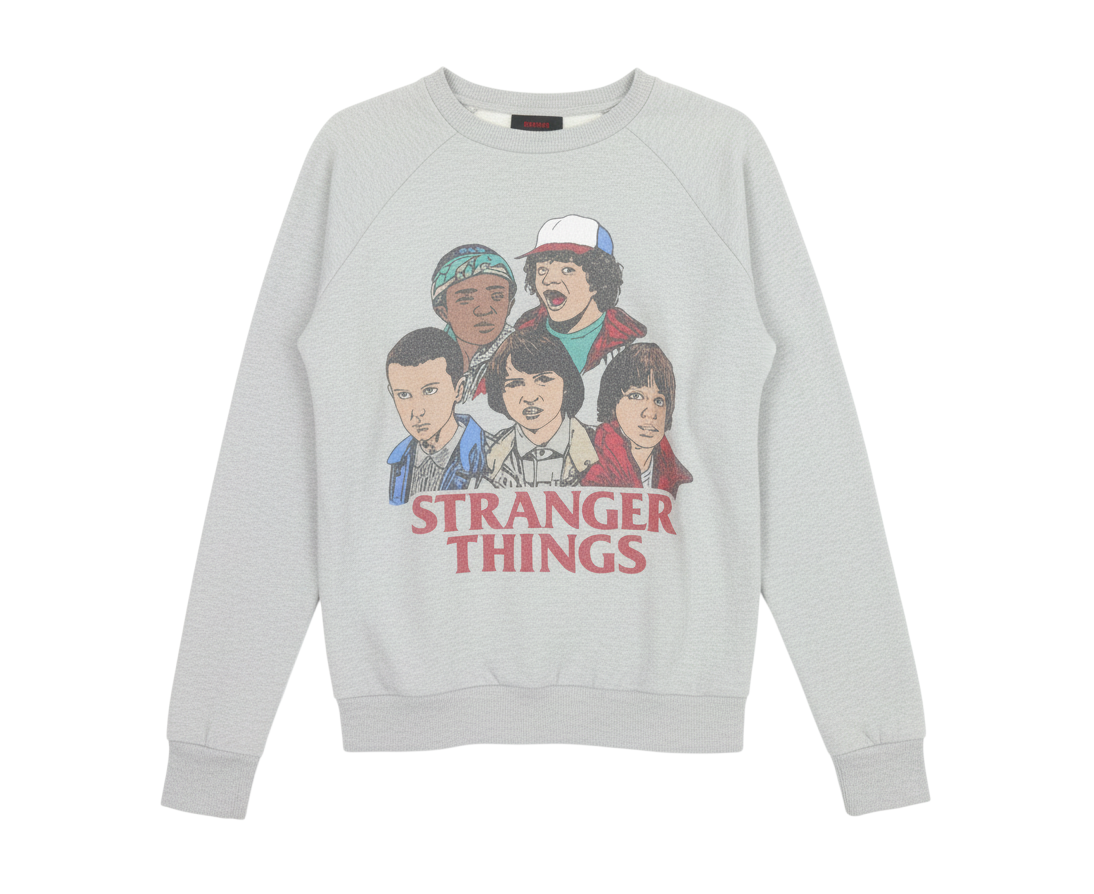Stranger Things Unisex Grey XS Pullover Sweatshirt Graphic Print