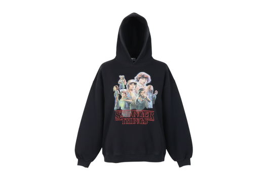 Zara Girls Black Stranger Things Pullover Hoodie 13-14 Years Fleece Lined