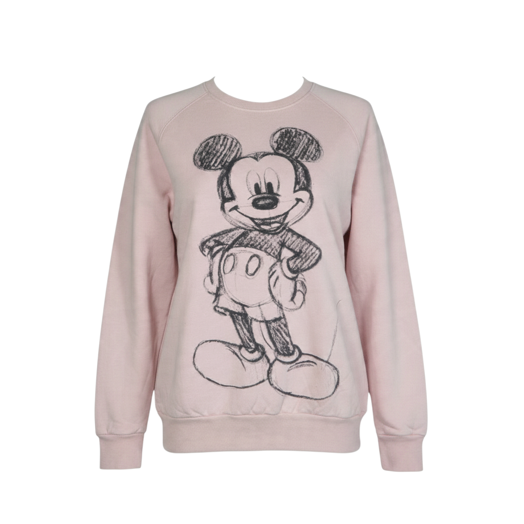 Disney Mens Pink Mickey Mouse Pullover Sweatshirt L