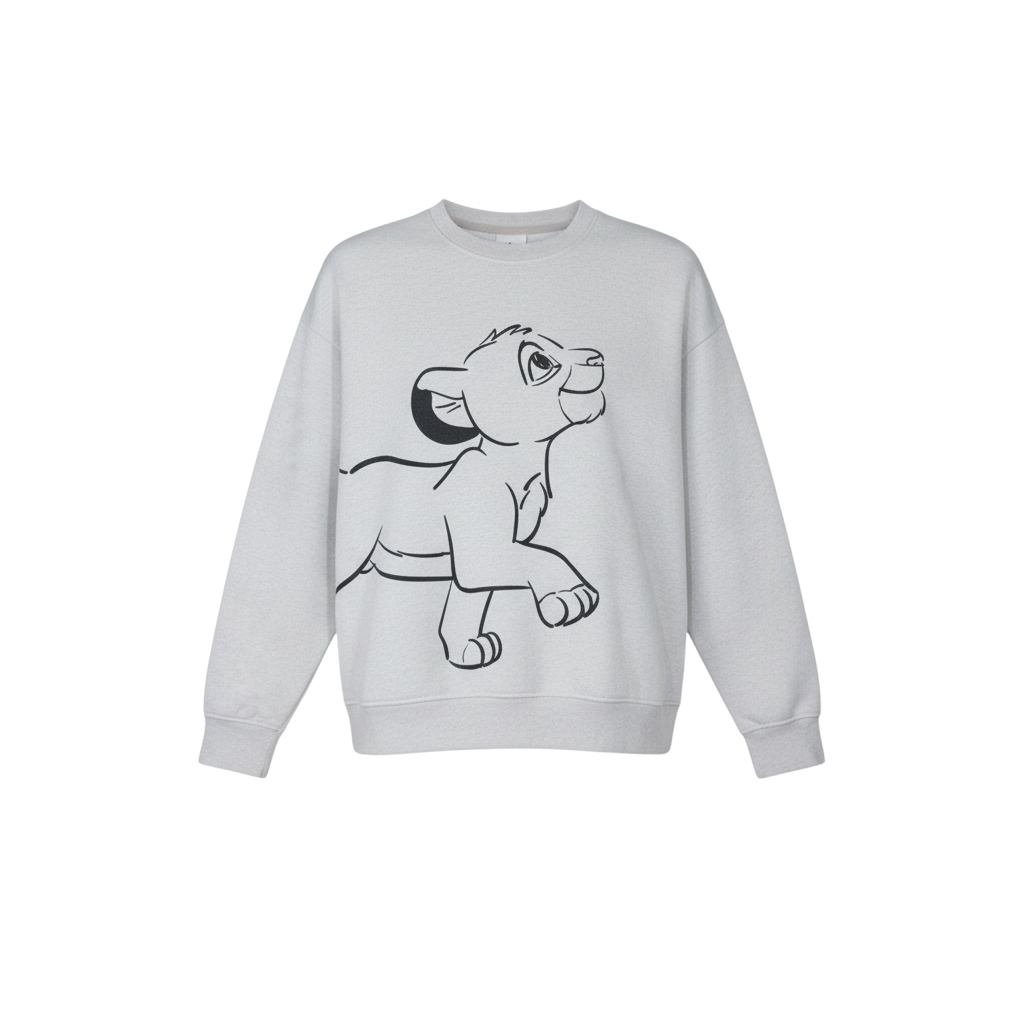Disney Women Grey Sweatshirt L Lion King Simba Print Pullover