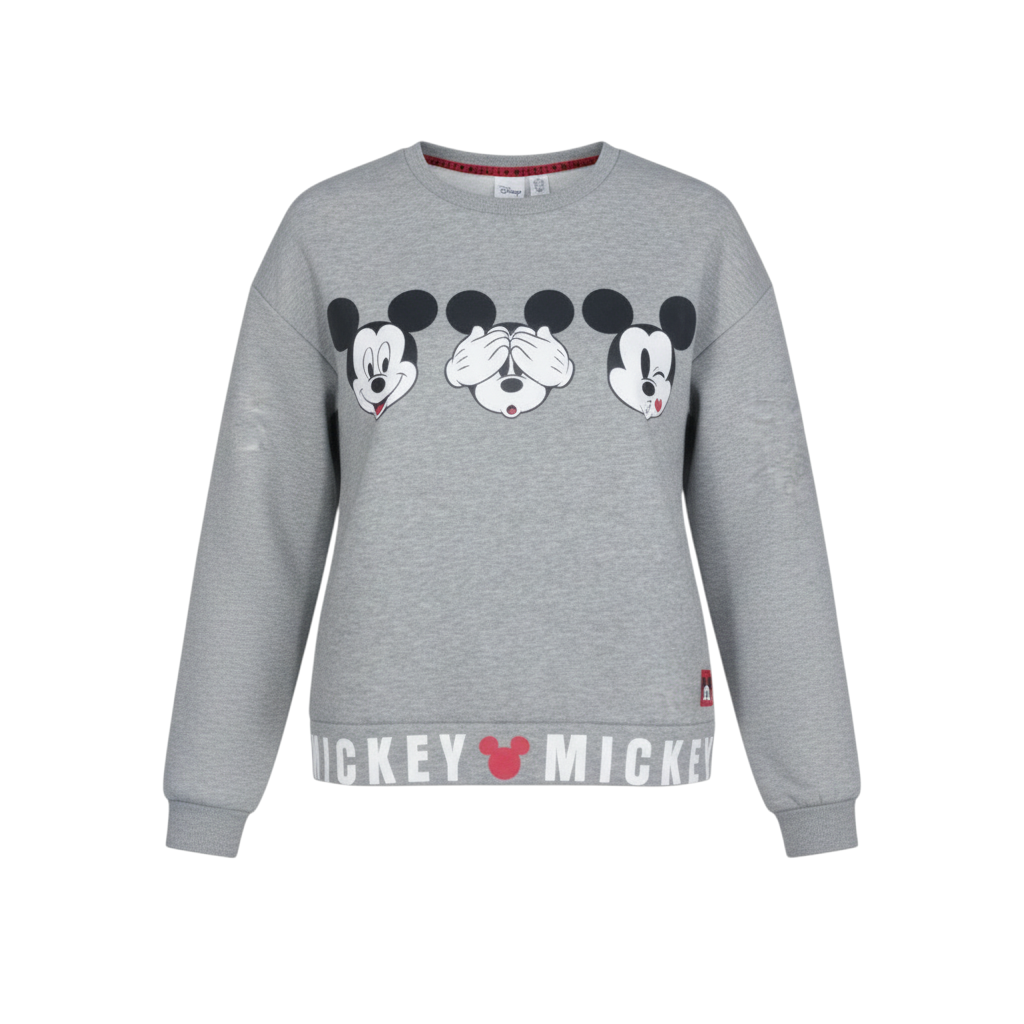 Disney Women Grey Mickey Mouse Graphic Pullover Sweatshirt Size S