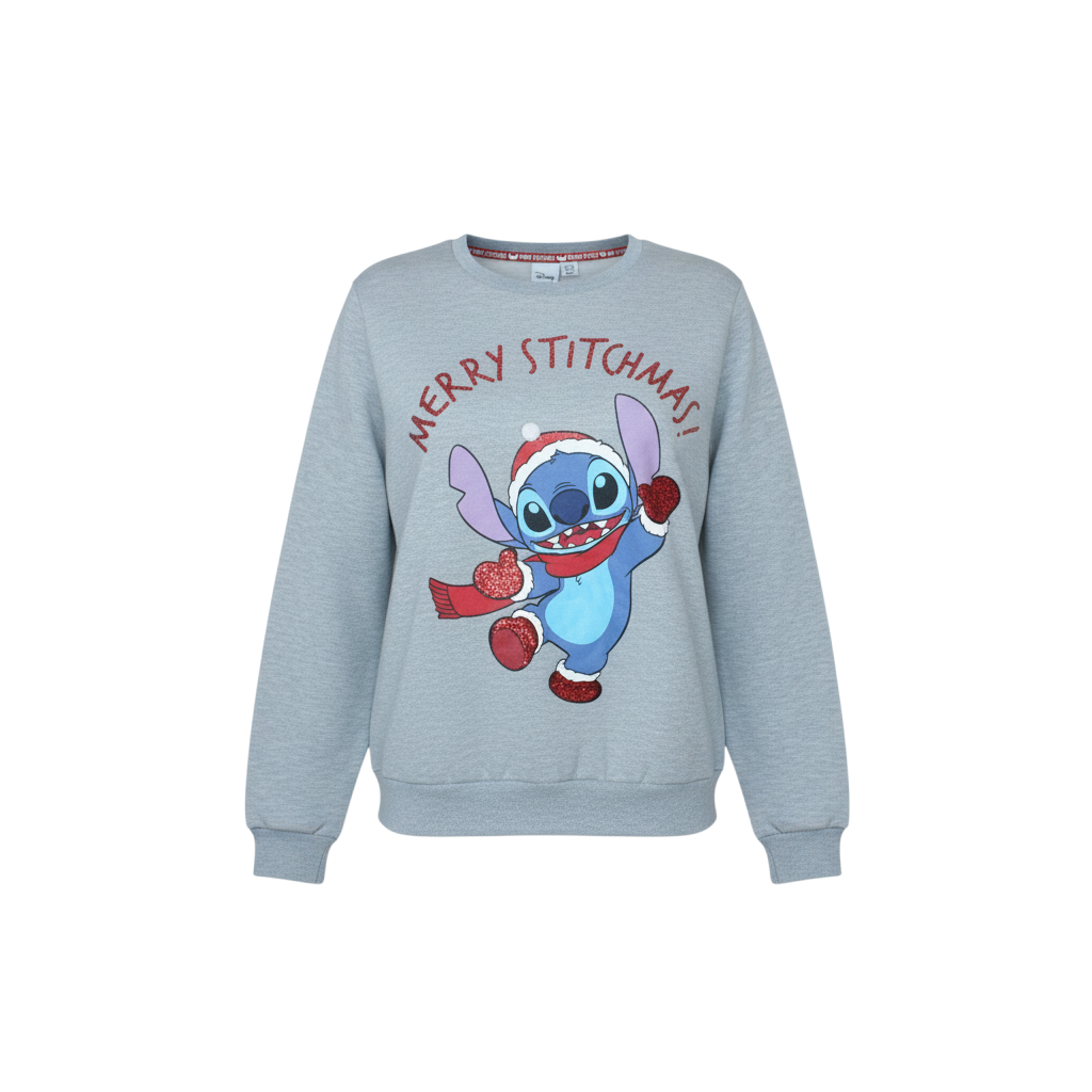 Disney Women Grey Christmas Stitch Sweatshirt Size S