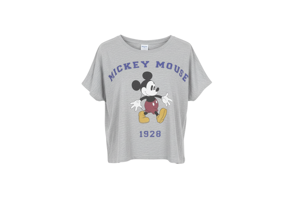 Disney Women’s Grey Cropped Mickey Mouse T-Shirt Size 10